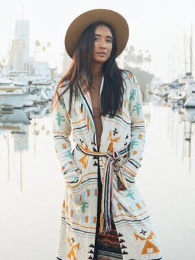 Faherty x B. Yellowtail Southwestern Paloma Duster Cardigan with tie